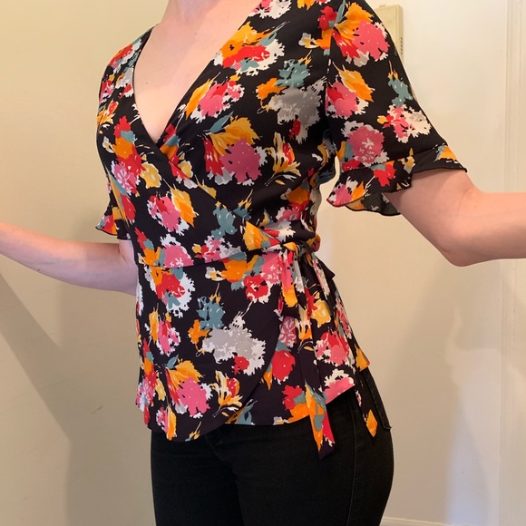 Zara Tops - Zara Floral Wrap Blouse